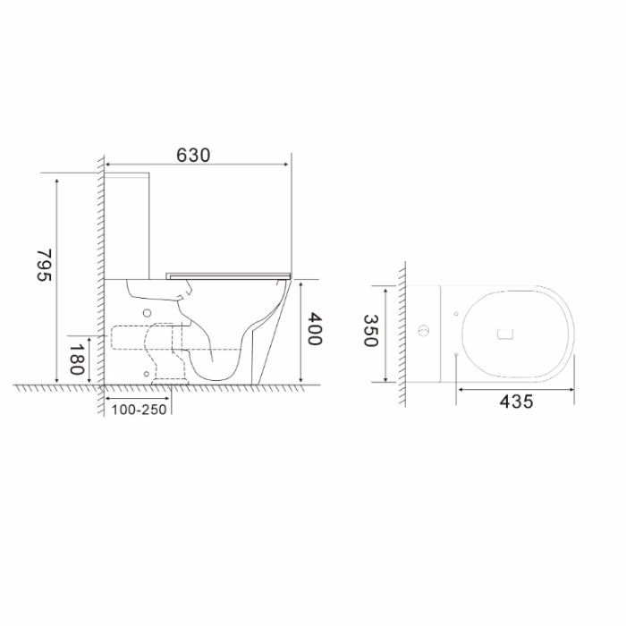 LEKANI BIANCO CERAMICA VERSA VR 120 RIMLESS XP BACK TO WALL 63CM VR12000SC-300
