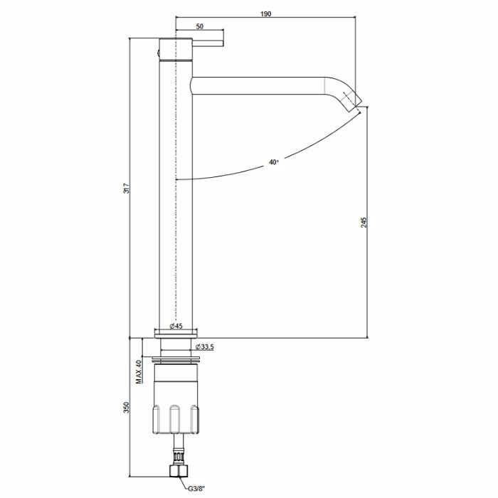 MPATARIA NIPTIROS uPsILI PAFFONI INOX TECH STEEL LOOKING INOX081AC